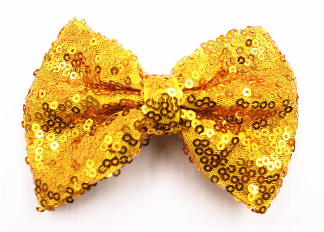 Hot sale sequins sweet bow duckbill hair clips for kids 4inch