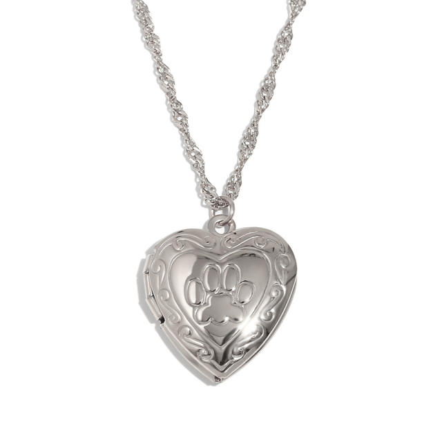 Hot sale stainless steel locket necklace heart pendant necklace