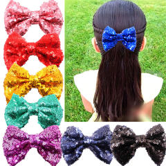 Hot sale sequins sweet bow duckbill hair clips for kids 4inch
