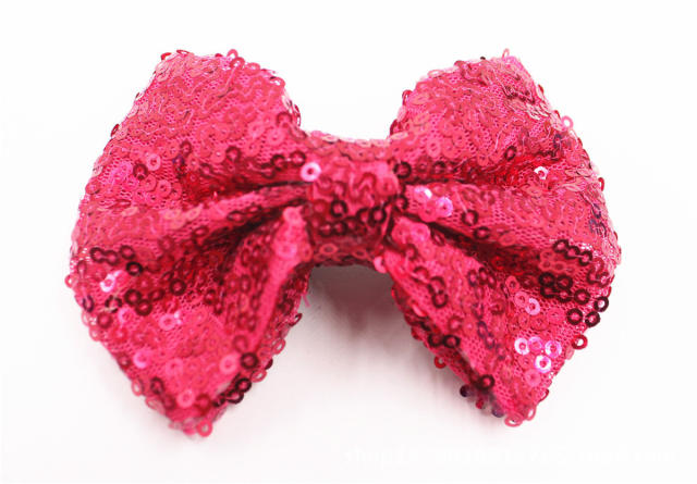 Hot sale sequins sweet bow duckbill hair clips for kids 4inch
