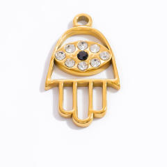DIY gold plated stainless steel evil eye hasma hand charm for necklace bracelet