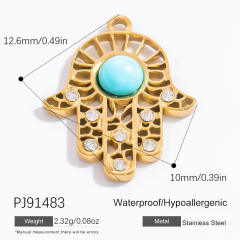 DIY gold plated stainless steel evil eye hasma hand charm for necklace bracelet