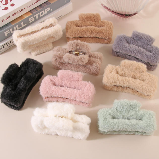 11.5cm large size fluffy women hair claw clips