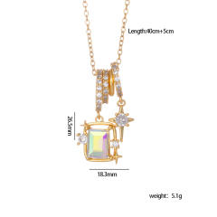 Dainty AB color cubic zircon star pendant stainless steel chain necklace