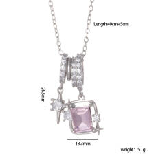 Dainty AB color cubic zircon star pendant stainless steel chain necklace