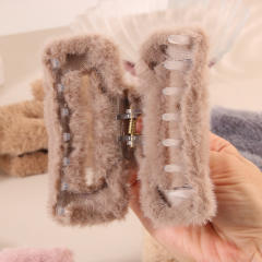 11.5cm large size fluffy women hair claw clips