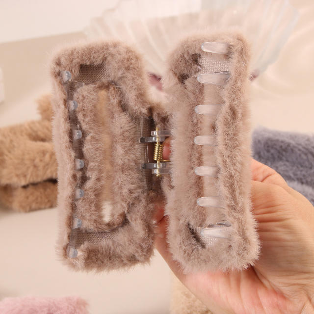 11.5cm large size fluffy women hair claw clips