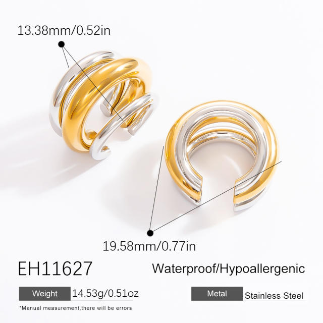 Chunky mix color stainless steel earrings collection