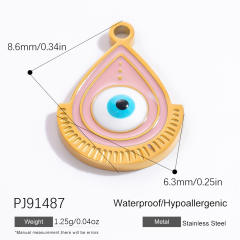 DIY gold plated stainless steel evil eye hasma hand charm for necklace bracelet