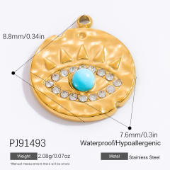 DIY gold plated stainless steel evil eye hasma hand charm for necklace bracelet