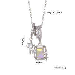 Dainty AB color cubic zircon star pendant stainless steel chain necklace