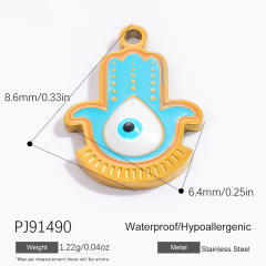 DIY gold plated stainless steel evil eye hasma hand charm for necklace bracelet