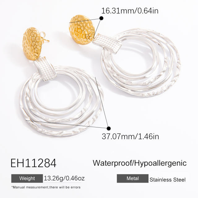 Chunky mix color stainless steel earrings collection
