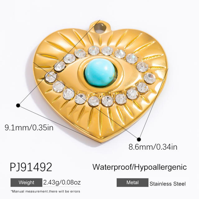 DIY gold plated stainless steel evil eye hasma hand charm for necklace bracelet