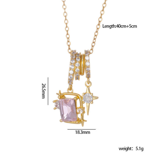 Dainty AB color cubic zircon star pendant stainless steel chain necklace
