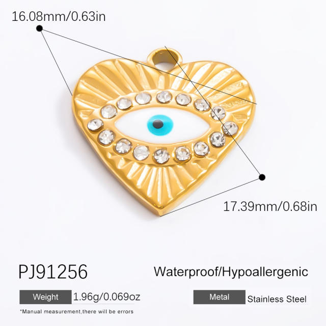 18KG diy evil eye heart stainless steel diy pendant charm for necklace bracelet