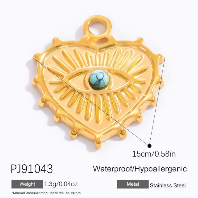18KG diy evil eye heart stainless steel diy pendant charm for necklace bracelet