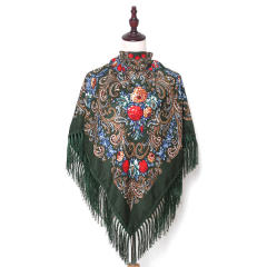 130cm Fashionable Floral Print Scarf Shawl Women's Wrap Scarf Soft Polyester Fabric Multicolor tassel scarf