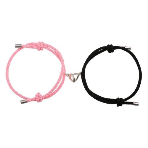 Simple Alloy Love Heart Magnetic Attraction Couple Bracelets(Without card envelop)