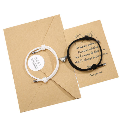 Simple Alloy Love Heart Magnetic Attraction Couple Bracelets(Without card envelop)