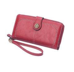 Vintage Wax Leather Wallet Women's Large Capacity Phone Bag