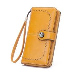 Vintage Wax Leather Wallet Women's Large Capacity Phone Bag