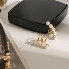 18KG stainless steel pearl ear cuff