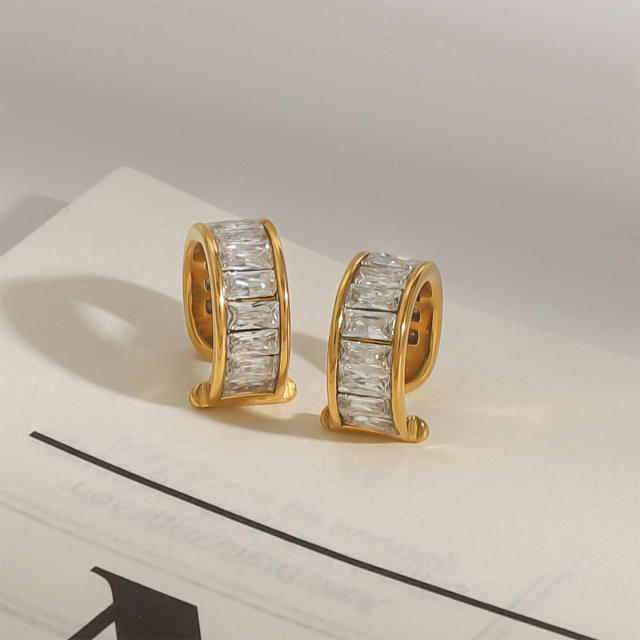 18KG rhinestone stainless steel ear cuff