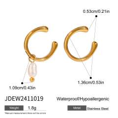 18KG easy match pearl drop stainless steel ear cuff