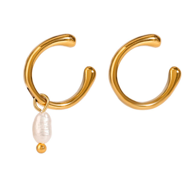 18KG easy match pearl drop stainless steel ear cuff