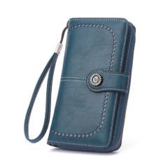 Vintage Wax Leather Wallet Women's Large Capacity Phone Bag