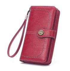 Vintage Wax Leather Wallet Women's Large Capacity Phone Bag