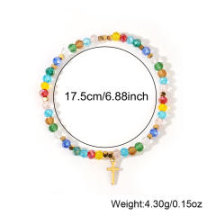 Fashion Easter Card Cross Quartet Iron Gallbladder Chain Color Crystal Bracelet for Girls