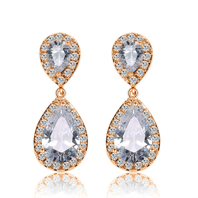 Classic water drop women's earrings with AAA grade zircon bridal earrings