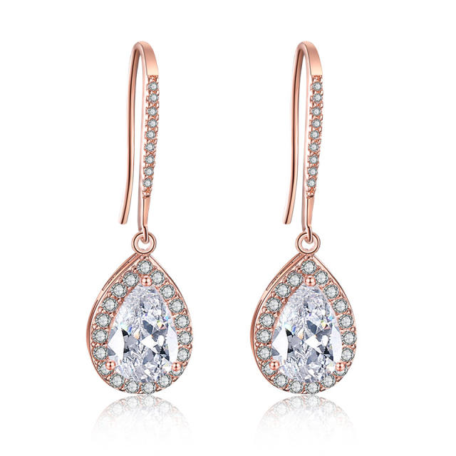 Korean fashion classic water drop earrings feminine style light luxury micro inlaid AAA zircon earrings