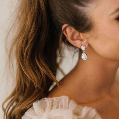 Classic water drop women's earrings with AAA grade zircon bridal earrings
