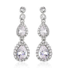 High quality AAA zircon drop earrings ladies temperament bridal long earrings