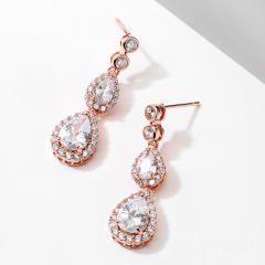 High quality AAA zircon drop earrings ladies temperament bridal long earrings
