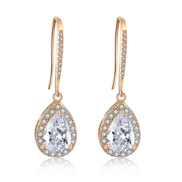 Korean fashion classic water drop earrings feminine style light luxury micro inlaid AAA zircon earrings