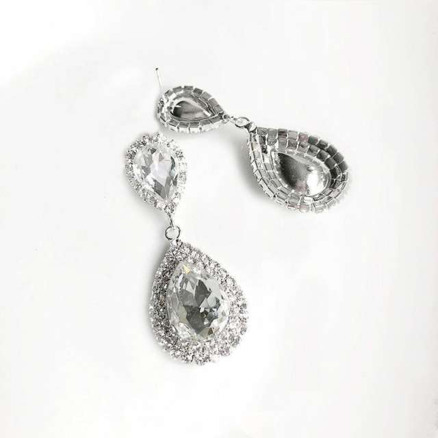 Personality hot bridal jewelry women's elegant full diamond water drop trend earrings
