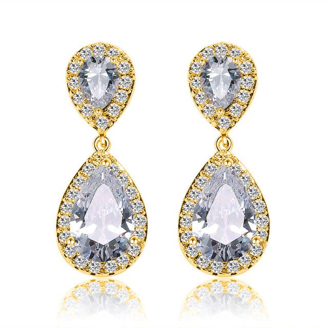 Classic water drop women's earrings with AAA grade zircon bridal earrings
