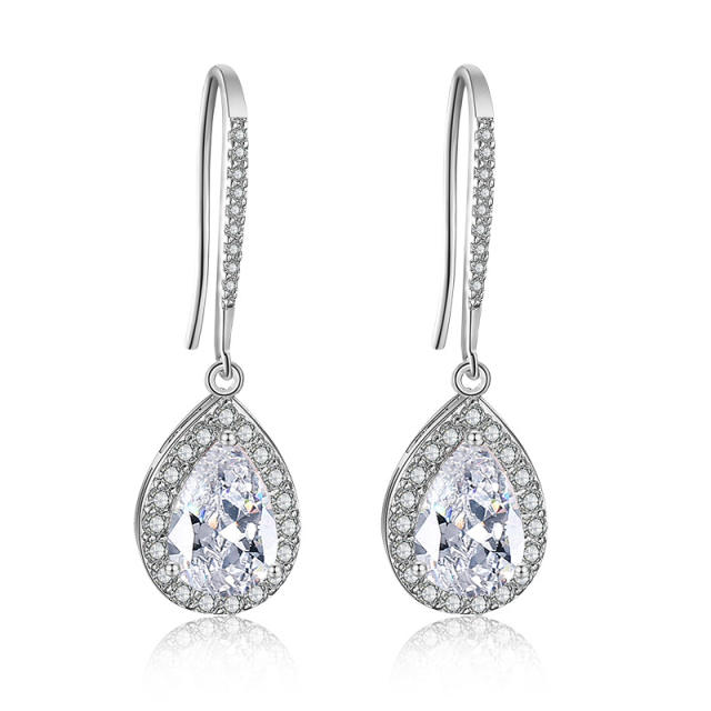 Korean fashion classic water drop earrings feminine style light luxury micro inlaid AAA zircon earrings