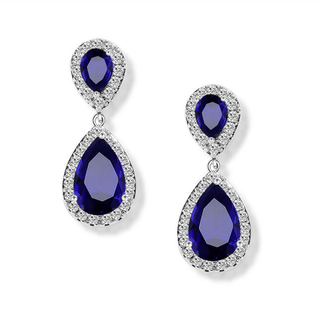 Classic water drop women's earrings with AAA grade zircon bridal earrings
