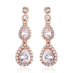 High quality AAA zircon drop earrings ladies temperament bridal long earrings