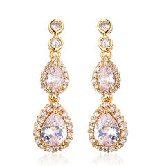 High quality AAA zircon drop earrings ladies temperament bridal long earrings