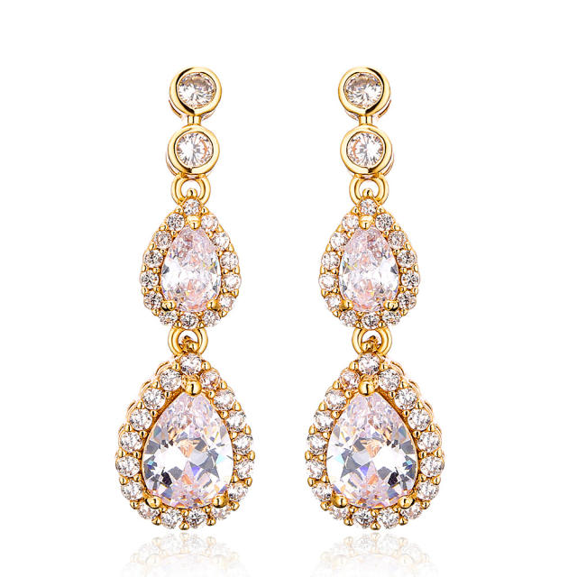 High quality AAA zircon drop earrings ladies temperament bridal long earrings