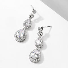 High quality AAA zircon drop earrings ladies temperament bridal long earrings