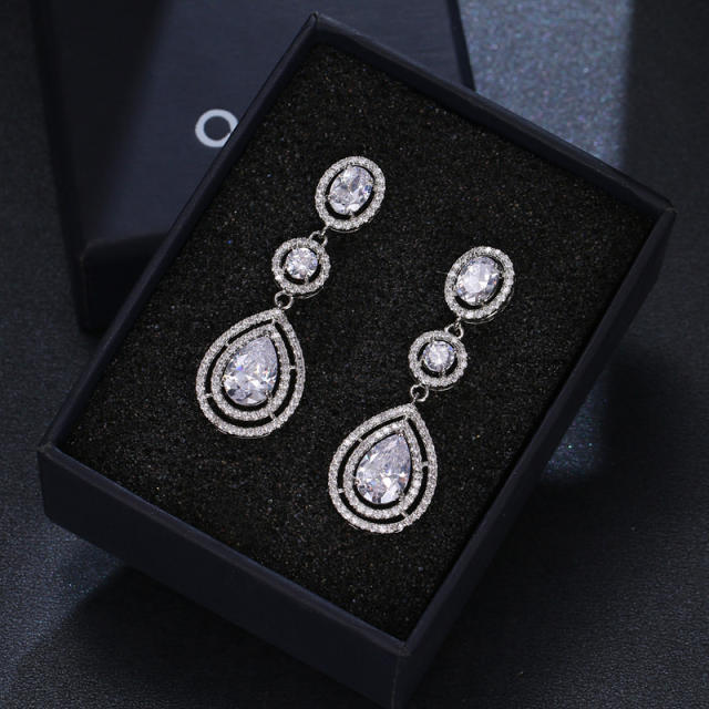 Exaggerated tassel hollow drop zircon earrings rose gold plating bridal wedding accessories earrings