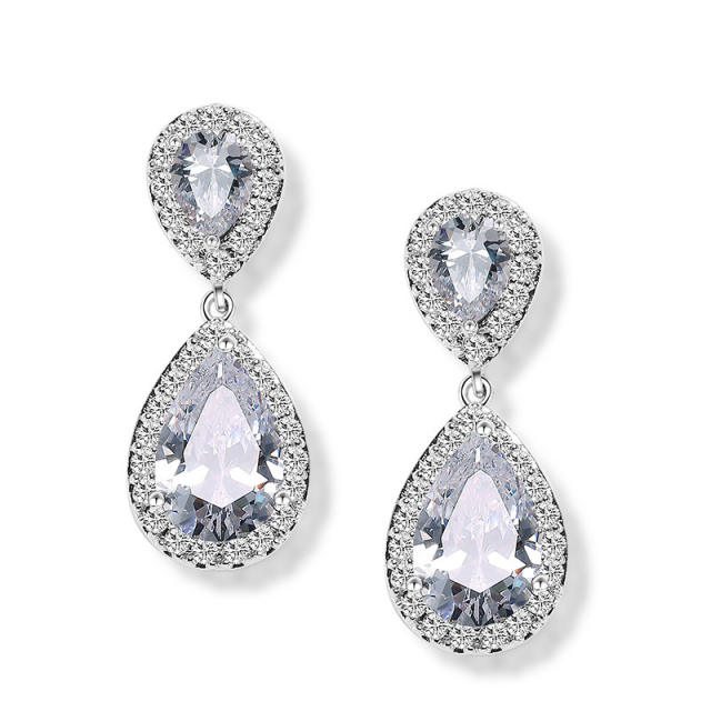 Classic water drop women's earrings with AAA grade zircon bridal earrings