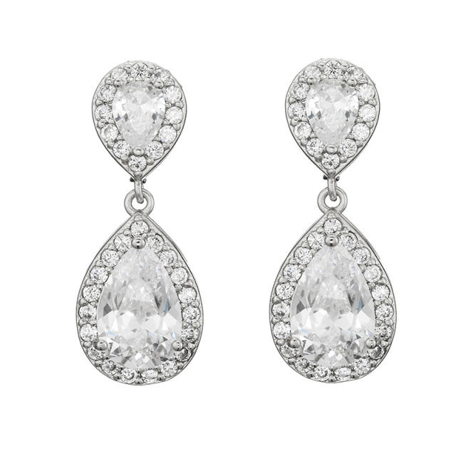 Classic water drop women's earrings with AAA grade zircon bridal earrings